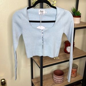 Princess Polly NWT Alba Long Sleeve Cropped Sweater Cardigan M/L